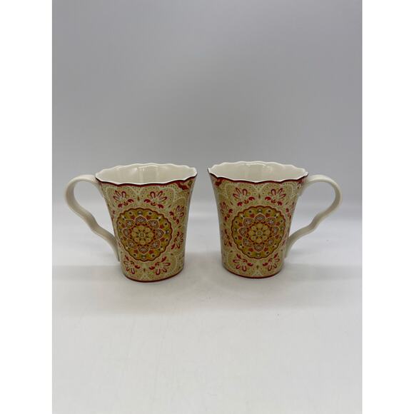 222 Fifth Lyria Saffron Coffee Mugs Set of 2 - Picture 1 of 3